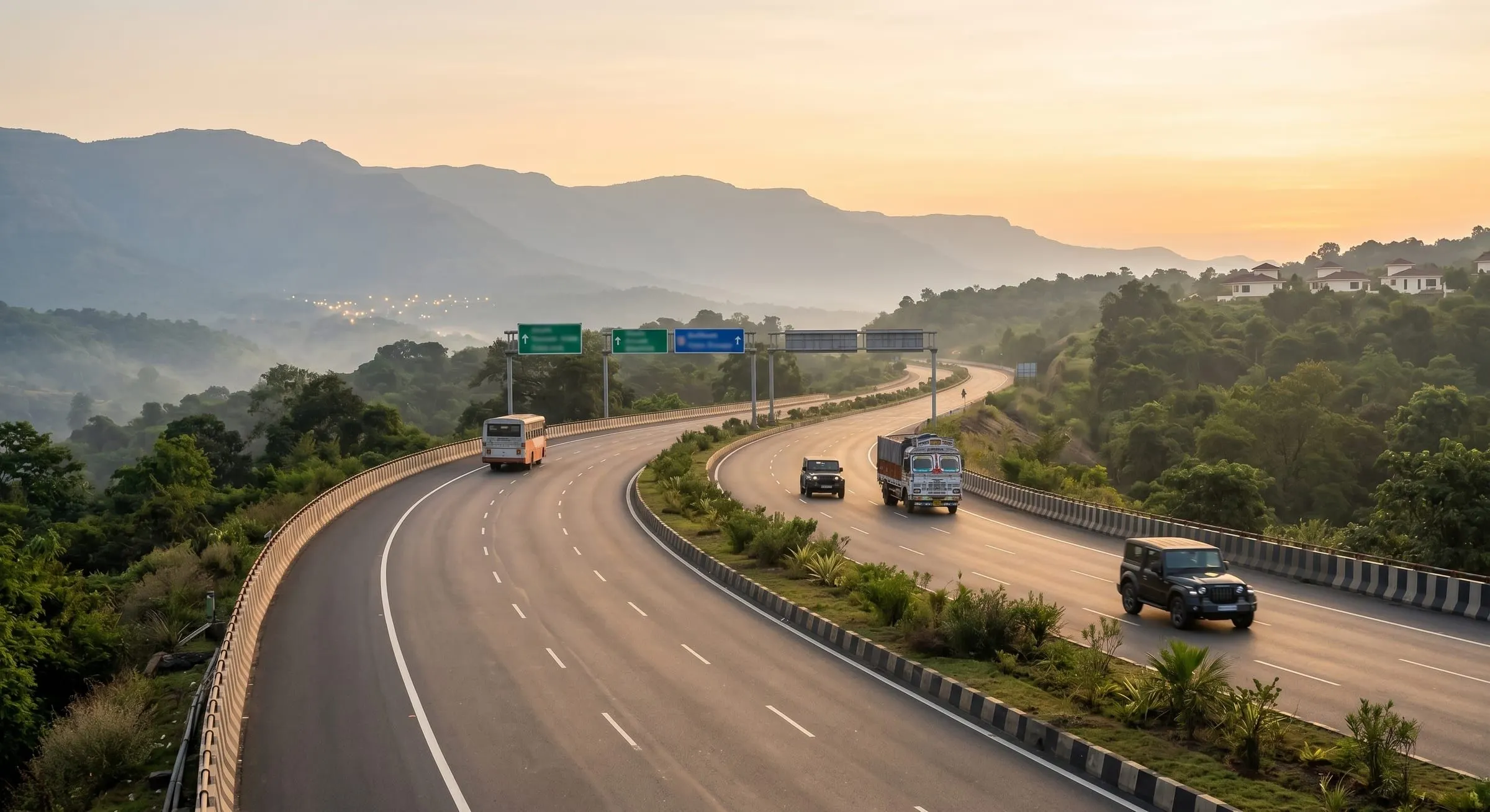 Mumbai-Nashik Highway through the hills near Royal Heritage, Vasind