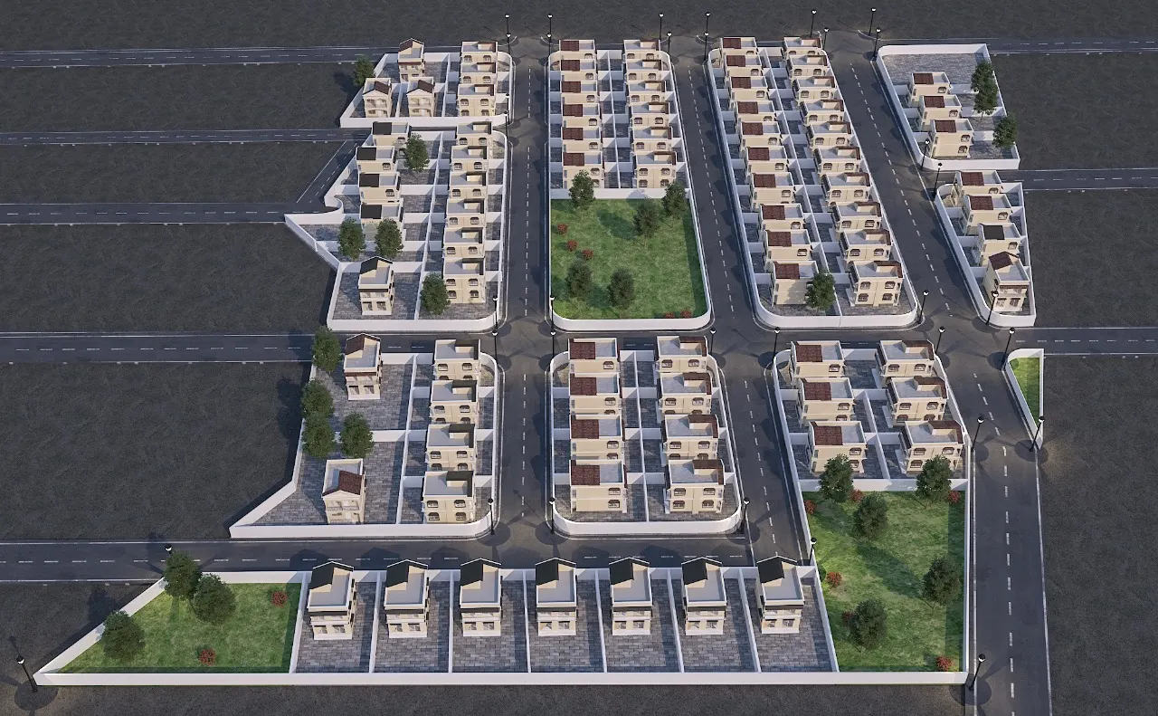 Aerial view of Royal Heritage township with furnished flats, Vasind